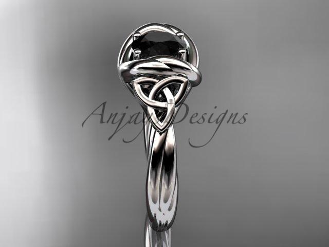 Platinum trinity celtic twisted rope wedding ring with a Black Diamond center stone RPCT9146