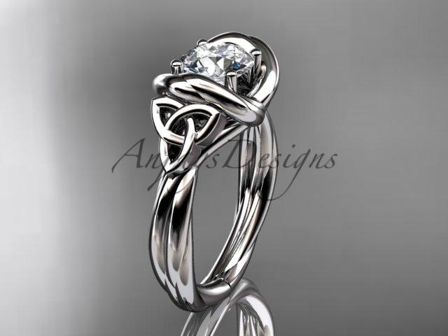 Platinum trinity celtic twisted rope wedding ring with a "Forever One" Moissanite center stone RPCT9146