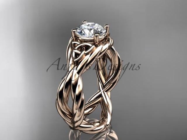 14kt rose gold celtic rope engagement ring RPCT9181