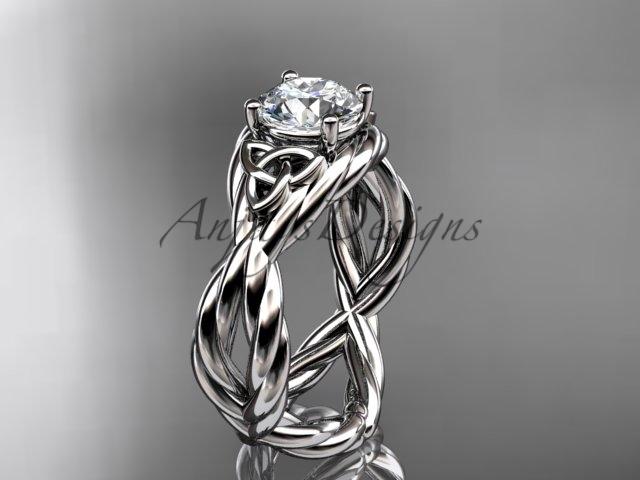 platinum rope celtic forever one moissanite engagement ring RPCT9181