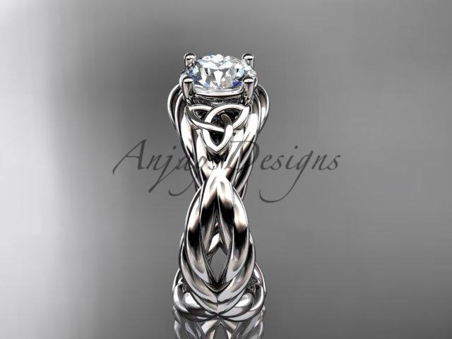 14kt white gold rope celtic forever one moissanite engagement ring RPCT9181