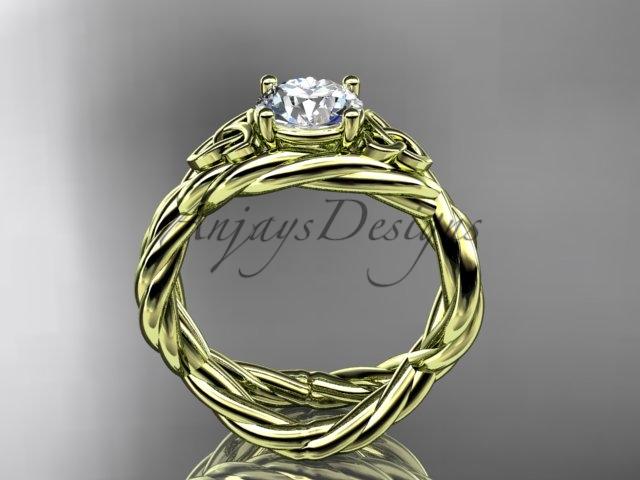 14kt yellow gold rope celtic forever one moissanite engagement ring RPCT9181