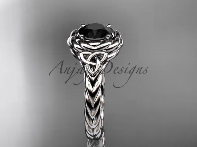 platinum celtic nautical engagement ring with a Black Diamond center stone RPCT9201