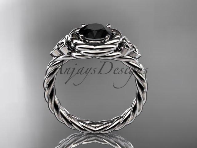 platinum celtic nautical engagement ring with a Black Diamond center stone RPCT9201