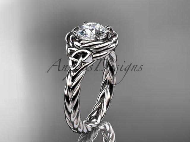 platinum celtic nautical engagement ring with a "Forever One" Moissanite center stone RPCT9201