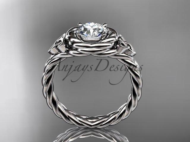 14kt white gold celtic nautical engagement ring with a "Forever One" Moissanite center stone RPCT9201