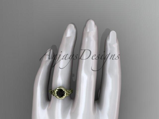 14kt yellow gold celtic nautical engagement ring with a Black Diamond center stone RPCT9201