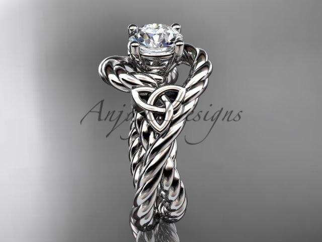 Platinum celtic trinity twisted rope wedding ring with a "Forever One" Moissanite center stone RPCT9320