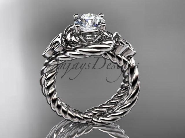 Platinum celtic trinity twisted rope wedding ring with a "Forever One" Moissanite center stone RPCT9320