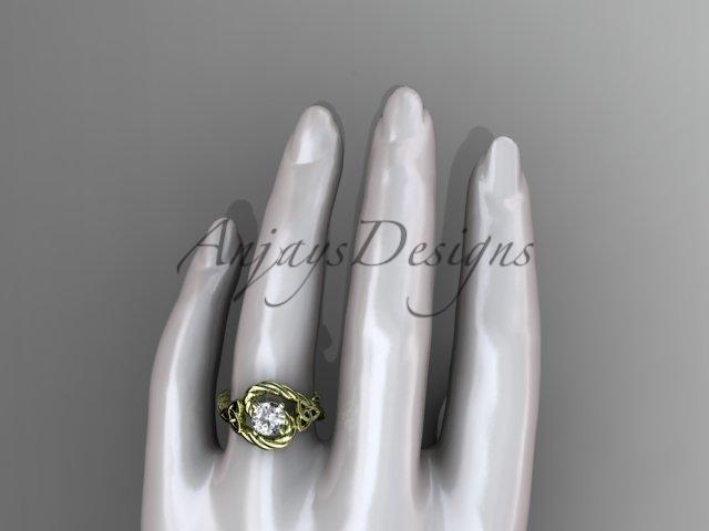 14kt yellow gold celtic trinity twisted rope wedding ring "Forever One" Moissanite RPCT9320