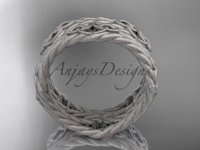 14k white gold matte finish rope celtic wedding band RPCT9357G