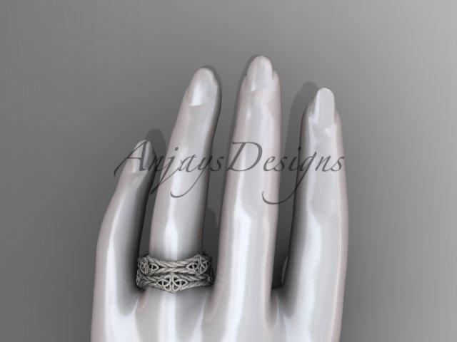 14k white gold matte finish rope celtic wedding band RPCT9357G
