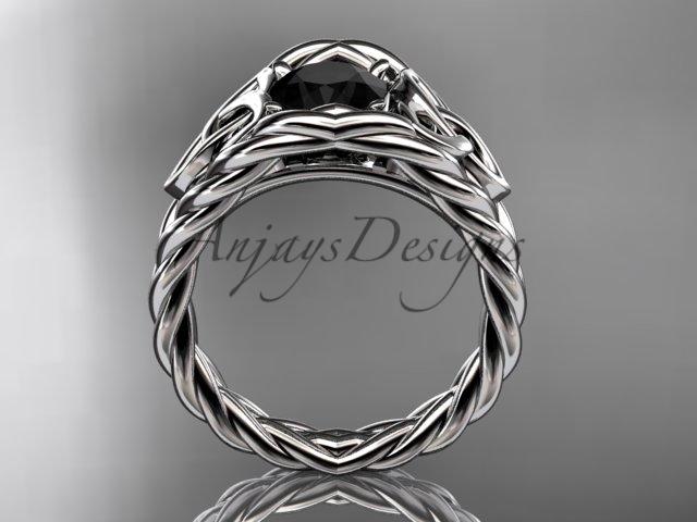 Platinum celtic trinity rope wedding ring with a Black Diamond center stone RPCT964
