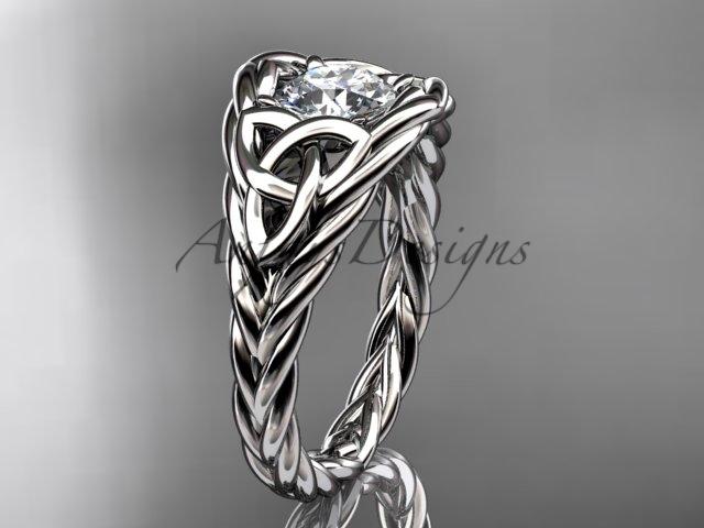 Platinum celtic trinity rope wedding ring with a "Forever One" Moissanite center stone RPCT964