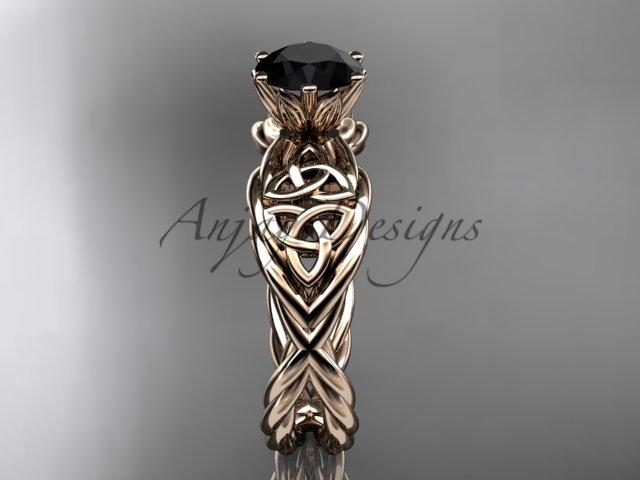 14kt rose gold rope celtic Black Diamond engagement rings RPCT970
