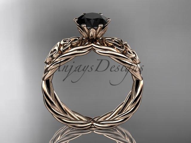 14kt rose gold rope celtic Black Diamond engagement rings RPCT970