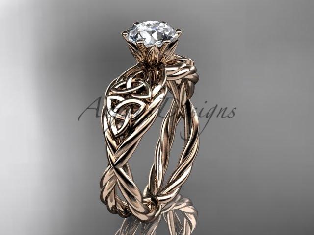 14kt rose gold rope celtic engagement rings RPCT970