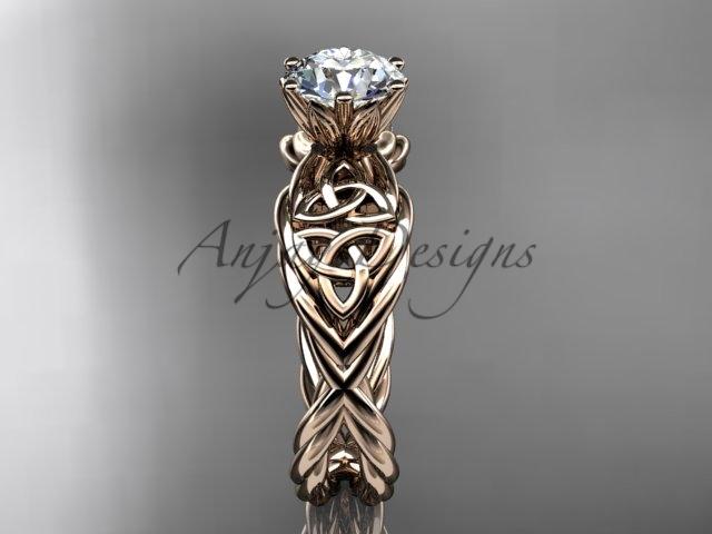 14kt rose gold rope celtic forever one moissanite engagement rings RPCT970