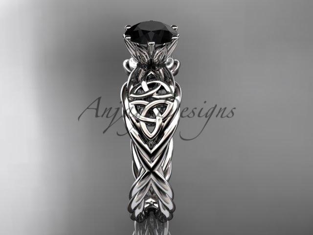14kt white gold rope celtic Black Diamond engagement rings RPCT970
