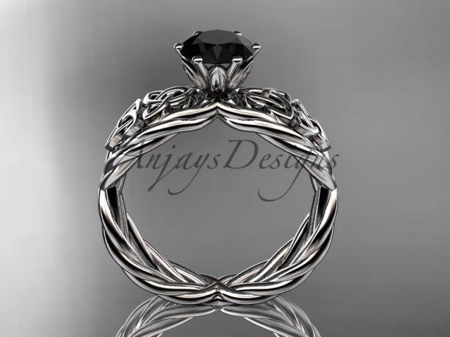 Platinum rope celtic Black Diamond engagement rings RPCT970