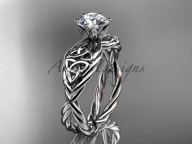 platinum rope celtic forever one moissanite engagement rings RPCT970