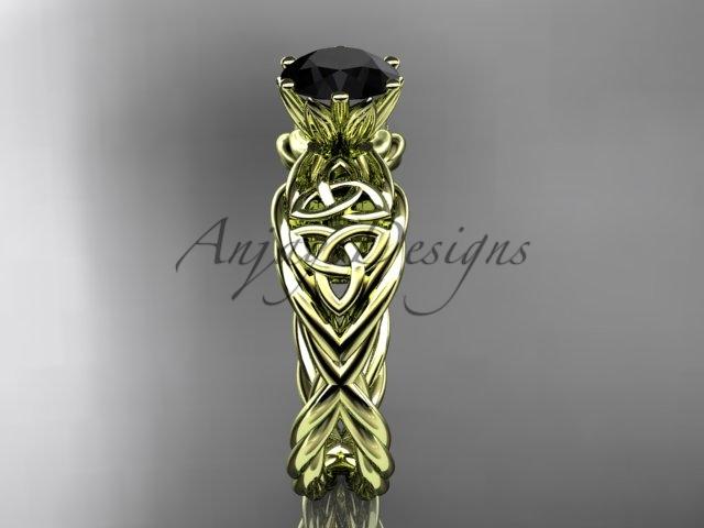 14kt yellow gold rope celtic Black Diamond engagement rings RPCT970