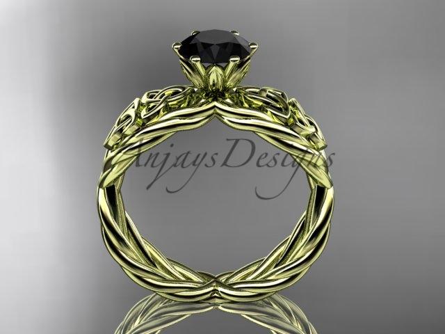 14kt yellow gold rope celtic Black Diamond engagement rings RPCT970