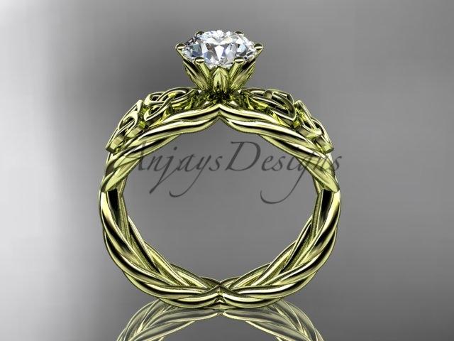 14kt yellow gold rope celtic forever one moissanite engagement rings RPCT970