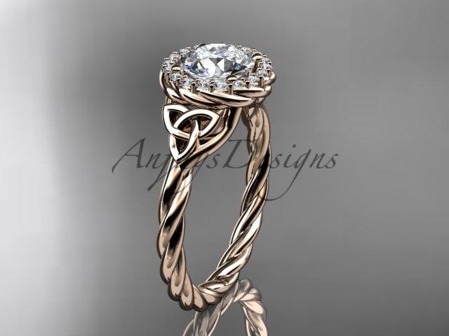 14kt rose gold rope celtic engagement rings RPCT997