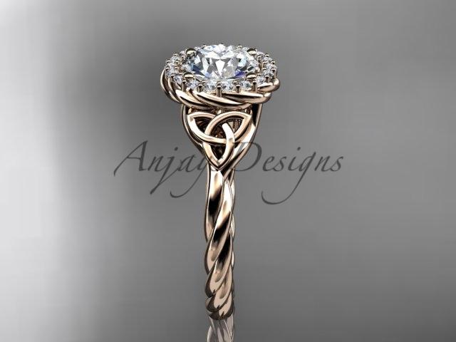 14kt rose gold rope celtic engagement rings RPCT997