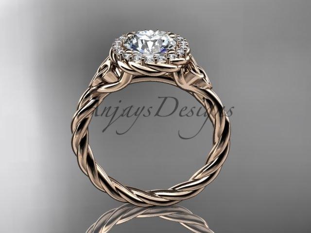 14kt rose gold rope celtic engagement rings RPCT997