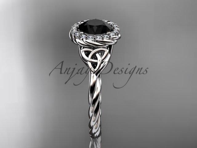 Platinum rope Black Diamond Celtic Bridal ring RPCT997