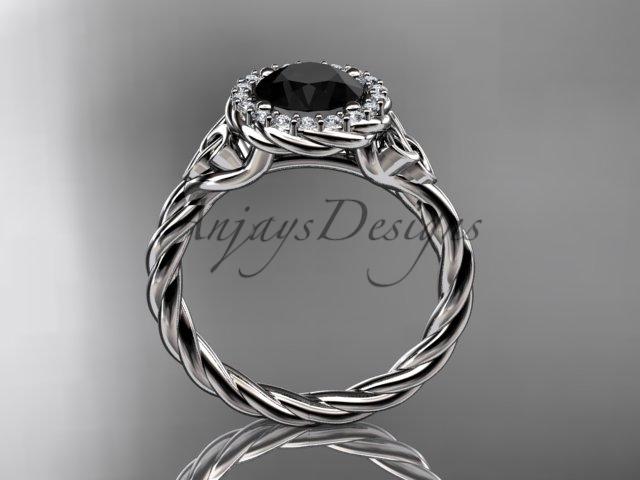 Platinum rope Black Diamond Celtic Bridal ring RPCT997