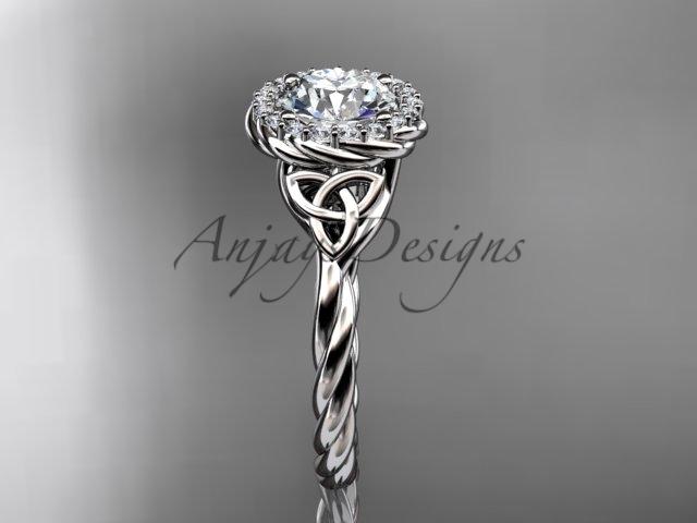 Platinum rope moissanite Celtic Bridal ring RPCT997