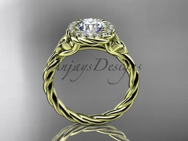 14kt yellow gold rope moissanite Celtic Bridal ring RPCT997