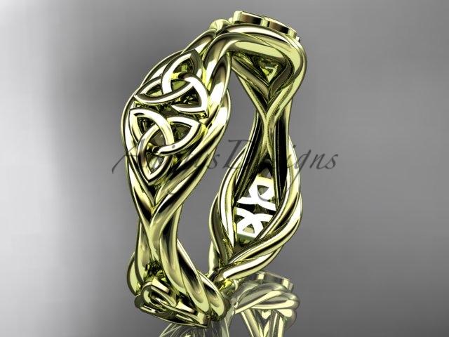 14k yellow gold rope celtic trinity knot wedding band RPCT998G