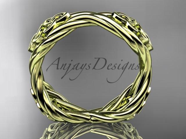 14k yellow gold rope celtic trinity knot wedding band RPCT998G