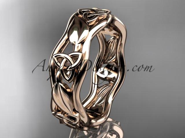 14kt rose gold celtic trinity knot engagement ring, wedding band CT7105B - AnjaysDesigns
