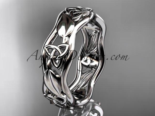 14kt white gold celtic trinity knot engagement ring, wedding band CT7105B - AnjaysDesigns