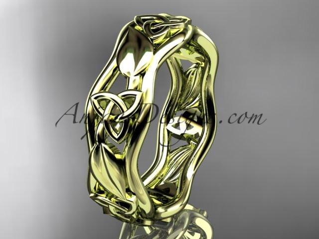 14kt yellow gold celtic trinity knot engagement ring, wedding band CT7105B - AnjaysDesigns