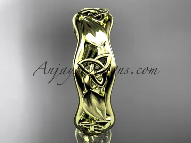 14kt yellow gold celtic trinity knot engagement ring, wedding band CT7105B - AnjaysDesigns