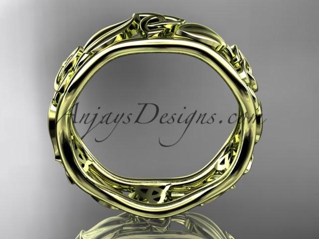 14kt yellow gold celtic trinity knot engagement ring, wedding band CT7105B - AnjaysDesigns