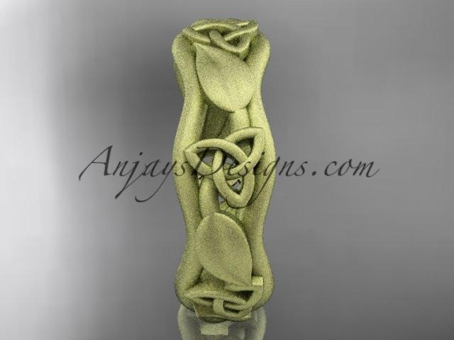 14kt yellow gold celtic matte finish trinity knot engagement ring, wedding band CT7105B - AnjaysDesigns