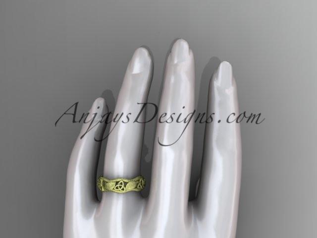 14kt yellow gold celtic matte finish trinity knot engagement ring, wedding band CT7105B - AnjaysDesigns