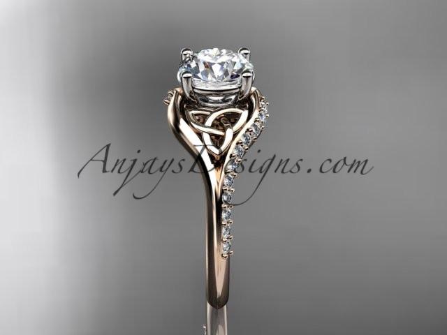 14kt rose gold diamond celtic trinity knot wedding ring, engagement ring CT7125 - AnjaysDesigns