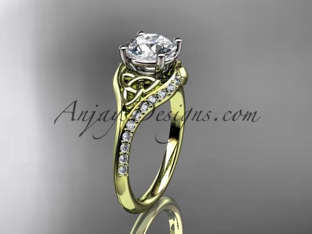 14kt yellow gold diamond celtic trinity knot wedding ring, engagement ring CT7125 - AnjaysDesigns