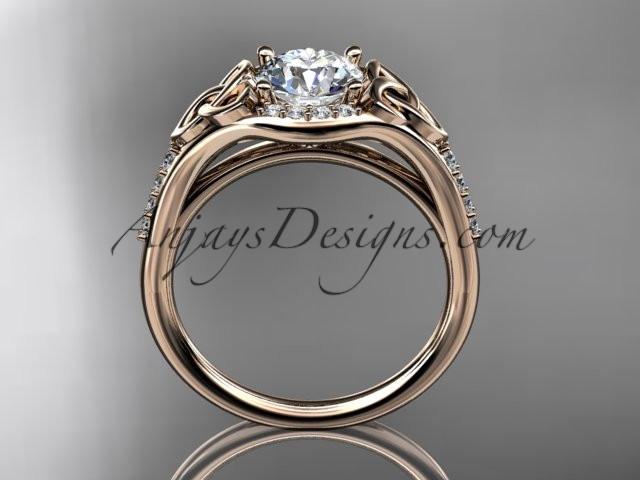 14kt rose gold diamond celtic trinity knot wedding ring, engagement ring CT7126 - AnjaysDesigns