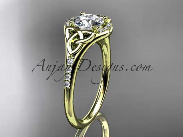 14kt yellow gold diamond celtic trinity knot wedding ring, engagement ring CT7126 - AnjaysDesigns