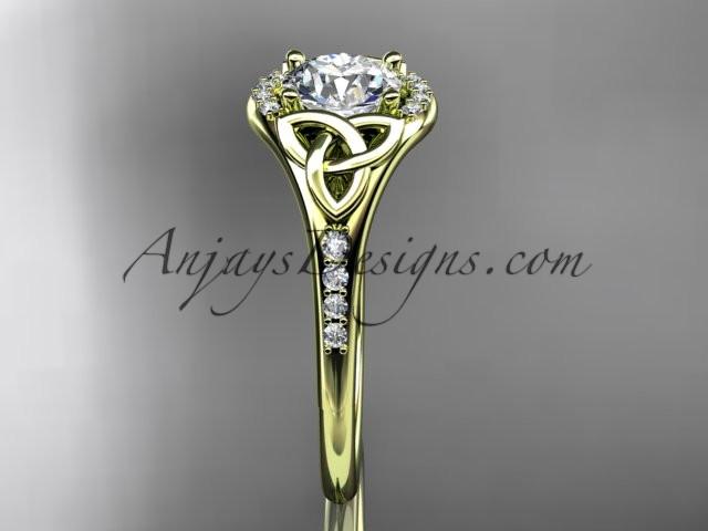 14kt yellow gold diamond celtic trinity knot wedding ring, engagement ring CT7126 - AnjaysDesigns