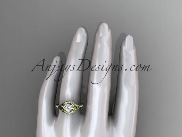 14kt yellow gold diamond celtic trinity knot wedding ring, engagement ring CT7126 - AnjaysDesigns